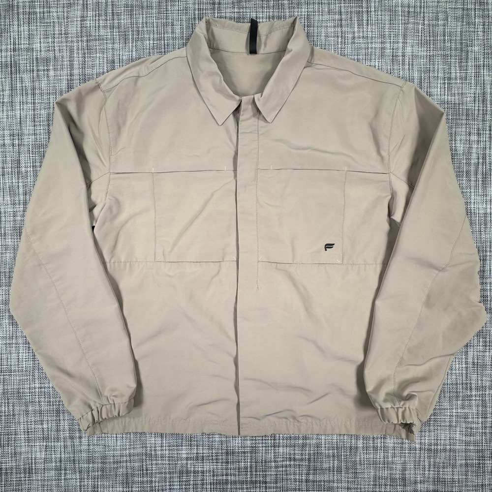 Fabletics Men's XL Tan Snap Front Windbreaker Jacket Lightweight Athleisure